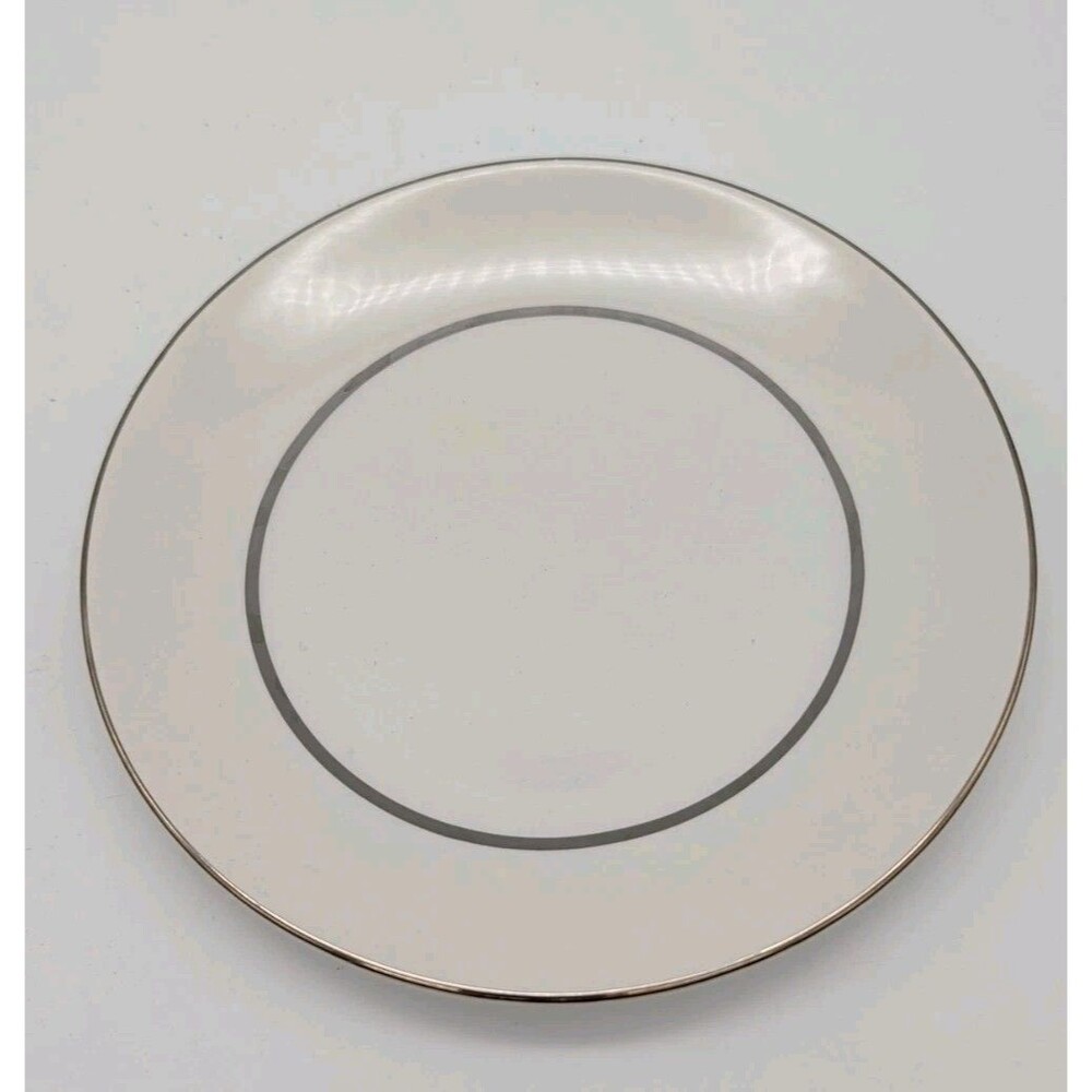 Ironstone Silver Elegance Salem England Bread Plate Platinum Rim Dessert